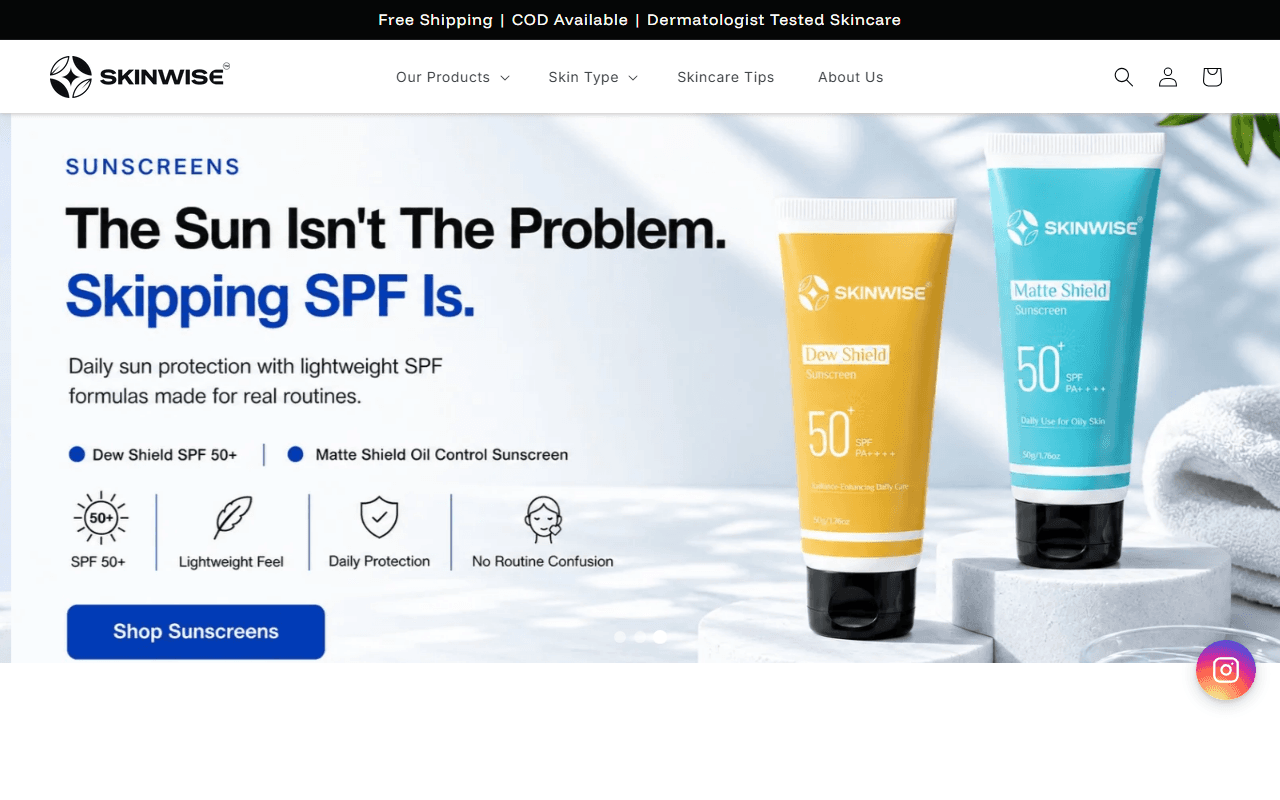 Skinwise website preview