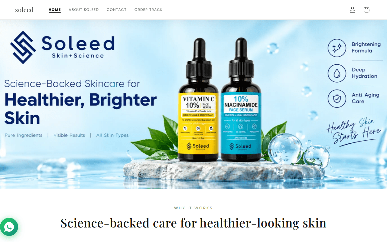 Soleed Skin Science website preview