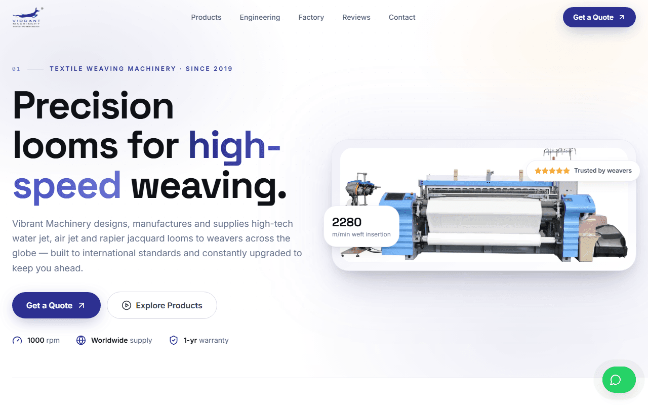 Vibrant Machinery website preview
